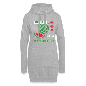 Junge mag tropische Sommerfrüchte mit - Hoodie-Kleid - Grau meliert - Vorne
