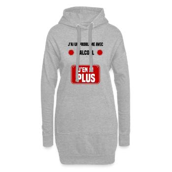 j'ai un problème avec l'alcool j'en ai plus cadeau - Sweat-shirt à capuche long Femme - gris chiné - Devant