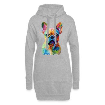 Art du bouledogue français - Sweat-shirt à capuche long Femme - gris chiné - Devant