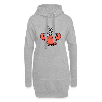 Comic Lobster Krebs Hummer Languste Meer Schere - Hoodie-Kleid - Grau meliert - Vorne