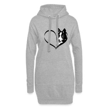 Coeur de chien - Sweat-shirt à capuche long Femme - gris chiné - Devant