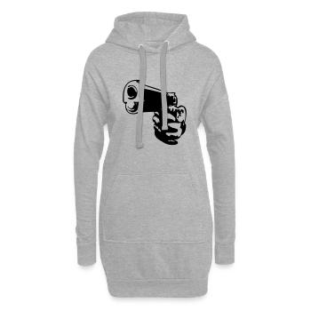 Pistole Handfeuerwaffe - Hoodie-Kleid - Grau meliert - Vorne