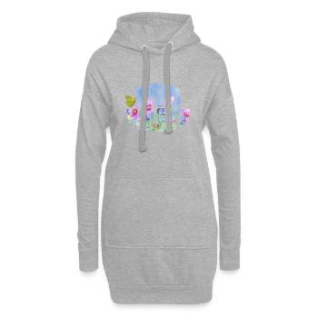 zero waste blumenwiese mit schmetterling - Hoodie-Kleid - Grau meliert - Vorne