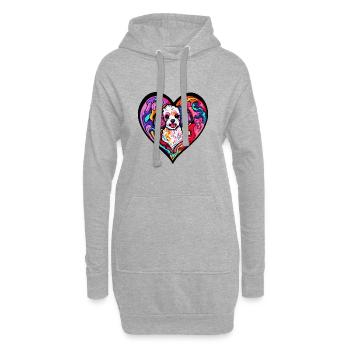 Poodle Hund Herz Liebe - Hoodie-Kleid - Grau meliert - Vorne
