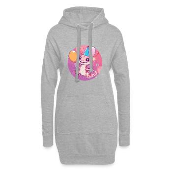 Bande dessinée d’anniversaire de lézard - Sweat-shirt à capuche long Femme - gris chiné - Devant