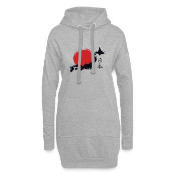 Japon - Sweat-shirt à capuche long Femme - gris chiné - Devant