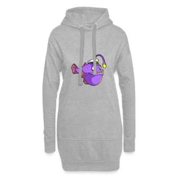 Fisch mit Taschenlampe - Hoodie-Kleid - Grau meliert - Vorne