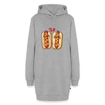 Hotdog Paar Liebe Herz Valentinstag - Hoodie-Kleid - Grau meliert - Vorne