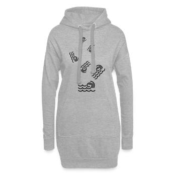Icône d’onde - Sweat-shirt à capuche long Femme - gris chiné - Devant