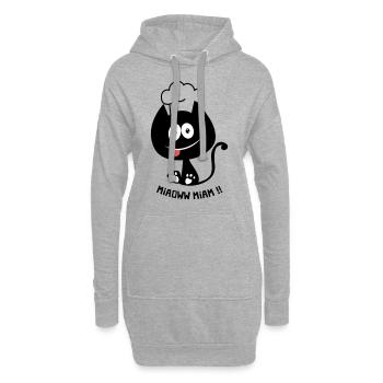 Chat gourmand ! Humour de chat toque cuisinier - Sweat-shirt à capuche long Femme - gris chiné - Devant