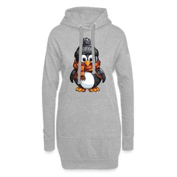 Bande dessinée d’hiver pingouin - Sweat-shirt à capuche long Femme - gris chiné - Devant