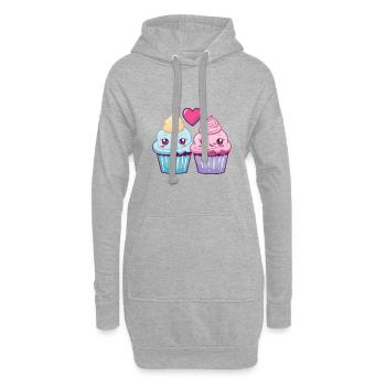 Muffin Paar Liebe Herz Lustig - Hoodie-Kleid - Grau meliert - Vorne