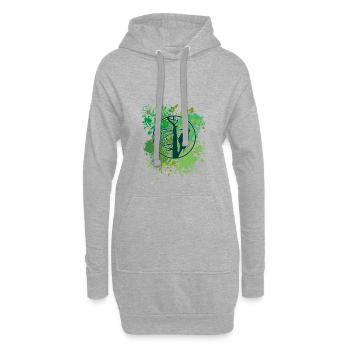 Specht | Woodpecker | Silhouette | Vogel - Hoodie-Kleid - Grau meliert - Vorne