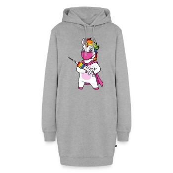 Licorne vaccinée Immunicorn - Sweat-shirt à capuche long Femme - gris chiné - Devant
