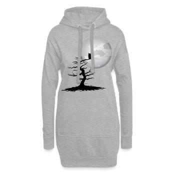 Chouette d'Halloween - Sweat-shirt à capuche long Femme - gris chiné - Devant