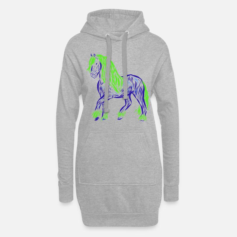 Pferd - Hoodie-Kleid - Grau meliert