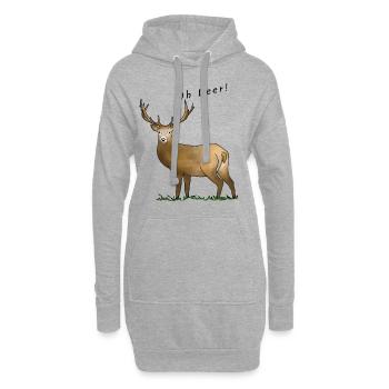 Oh Deer, cerf - Sweat-shirt à capuche long Femme - gris chiné - Devant