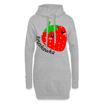 Fraise, Truskawka - Sweat-shirt à capuche long Femme - gris chiné - Devant