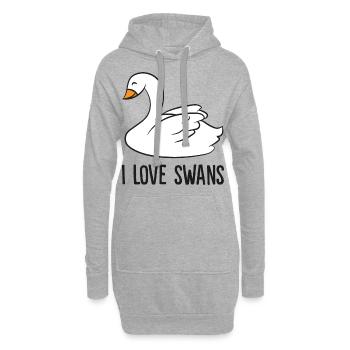 Cute Swan Drawing I Love Swans Kids Love Swans - Sweat-shirt à capuche long Femme - gris chiné - Devant