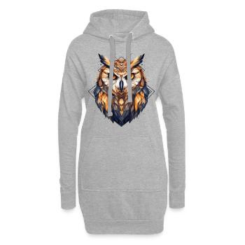 Eule Geometrisch Vogel Natur Mystik Bunt Kunst - Hoodie-Kleid - Grau meliert - Vorne