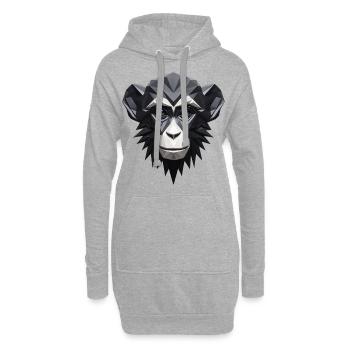 Affe -Monochromes Geometrisches Affenportrait - Hoodie-Kleid - Grau meliert - Vorne