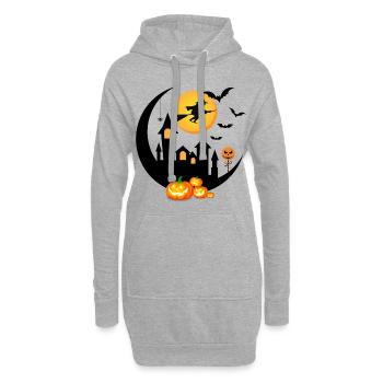Halloween-Atmosphäre - Hoodie-Kleid - Grau meliert - Vorne
