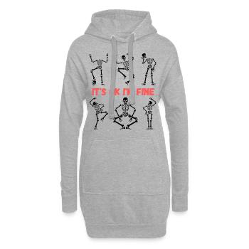 Des squelettes drôles: its ok im fine - Sweat-shirt à capuche long Femme - gris chiné - Devant