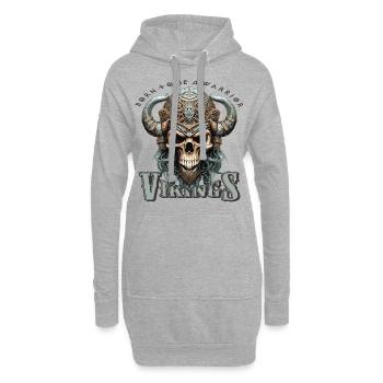 Ein Totenkopf mit Wikingerhelm - Hoodie-Kleid - Grau meliert - Vorne