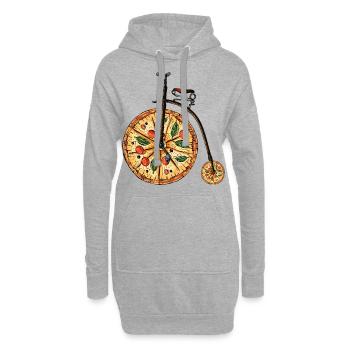 Pizza Pun avec Penny Farthing vélo Art vélo jeu de mots - Sweat-shirt à capuche long Femme - gris chiné - Devant