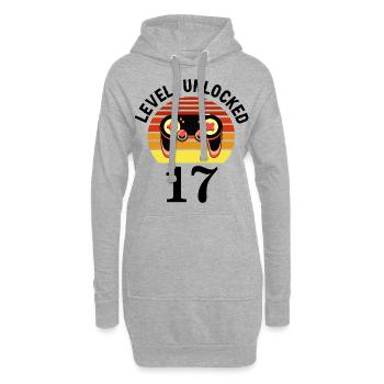 Level 17 unlocked 17 Geburtstag 17 Jahre alt - Hoodie-Kleid - Grau meliert - Vorne