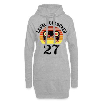Niveau 27 débloqué 27 Anniversaire 27 ans - Sweat-shirt à capuche long Femme - gris chiné - Devant