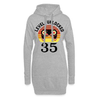 Level 35 unlocked 35 Geburtstag 35 Jahre alt - Hoodie-Kleid - Grau meliert - Vorne