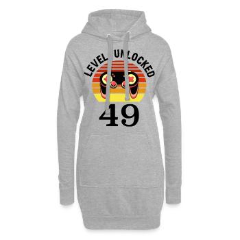 Niveau 49 débloqué 49 Anniversaire 49 ans - Sweat-shirt à capuche long Femme - gris chiné - Devant