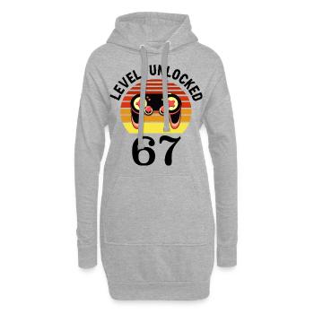 Niveau 67 débloqué 67 Anniversaire 67 ans - Sweat-shirt à capuche long Femme - gris chiné - Devant