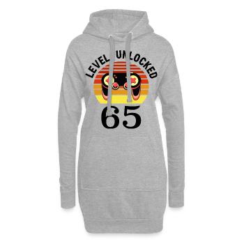 Niveau 65 débloqué 65 Anniversaire 65 ans - Sweat-shirt à capuche long Femme - gris chiné - Devant