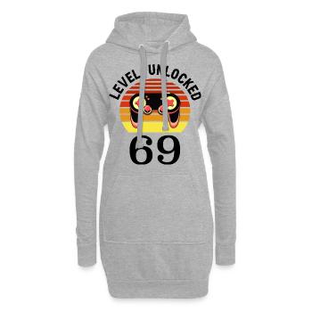 Niveau 69 débloqué 69 anniversaire 69 ans - Sweat-shirt à capuche long Femme - gris chiné - Devant