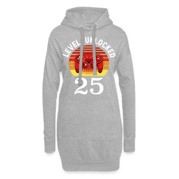 Niveau 25 débloqué 25 Anniversaire 25 ans - Sweat-shirt à capuche long Femme - gris chiné - Devant