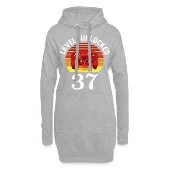 Niveau 37 débloqué 37 Anniversaire 37 ans - Sweat-shirt à capuche long Femme - gris chiné - Devant