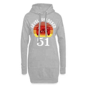 Level 51 unlocked 51 Geburtstag 51 Jahre alt - Hoodie-Kleid - Grau meliert - Vorne