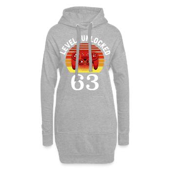Level 63 unlocked 63 Geburtstag 63 Jahre alt - Hoodie-Kleid - Grau meliert - Vorne