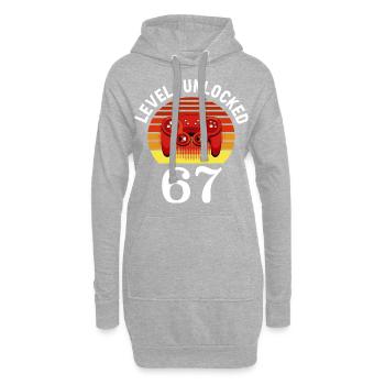 Niveau 67 débloqué 67 Anniversaire 67 ans - Sweat-shirt à capuche long Femme - gris chiné - Devant