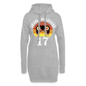 Level 17 unlocked 17 Geburtstag 17 Jahre alt - Hoodie-Kleid - Grau meliert - Vorne