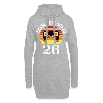 Level 26 unlocked 26 Geburtstag 26 Jahre alt - Hoodie-Kleid - Grau meliert - Vorne