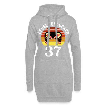 Level 37 unlocked 37 Geburtstag 37 Jahre alt - Hoodie-Kleid - Grau meliert - Vorne