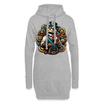 Loutre steampunk avec engrenages et montre de poche - Sweat-shirt à capuche long Femme - gris chiné - Devant
