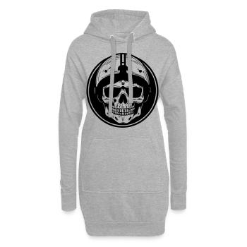 Crâne de motard - Sweat-shirt à capuche long Femme - gris chiné - Devant