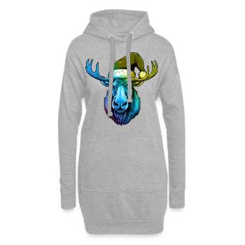 Elch Kopf Weihnachten Portät Bunt - Hoodie-Kleid - Grau meliert - Vorne