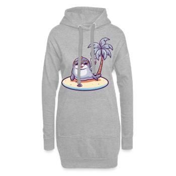 Vacances d’été à la plage de phoque - Sweat-shirt à capuche long Femme - gris chiné - Devant