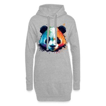 Aquarell farbige Panda Illustration - Hoodie-Kleid - Grau meliert - Vorne