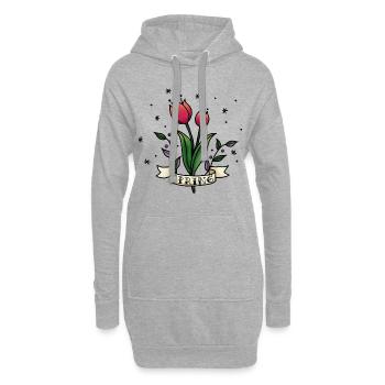 Frühlingstulpen. Frühlingshafte rote Tulpe. Lässiger Frühling - Hoodie-Kleid - Grau meliert - Vorne